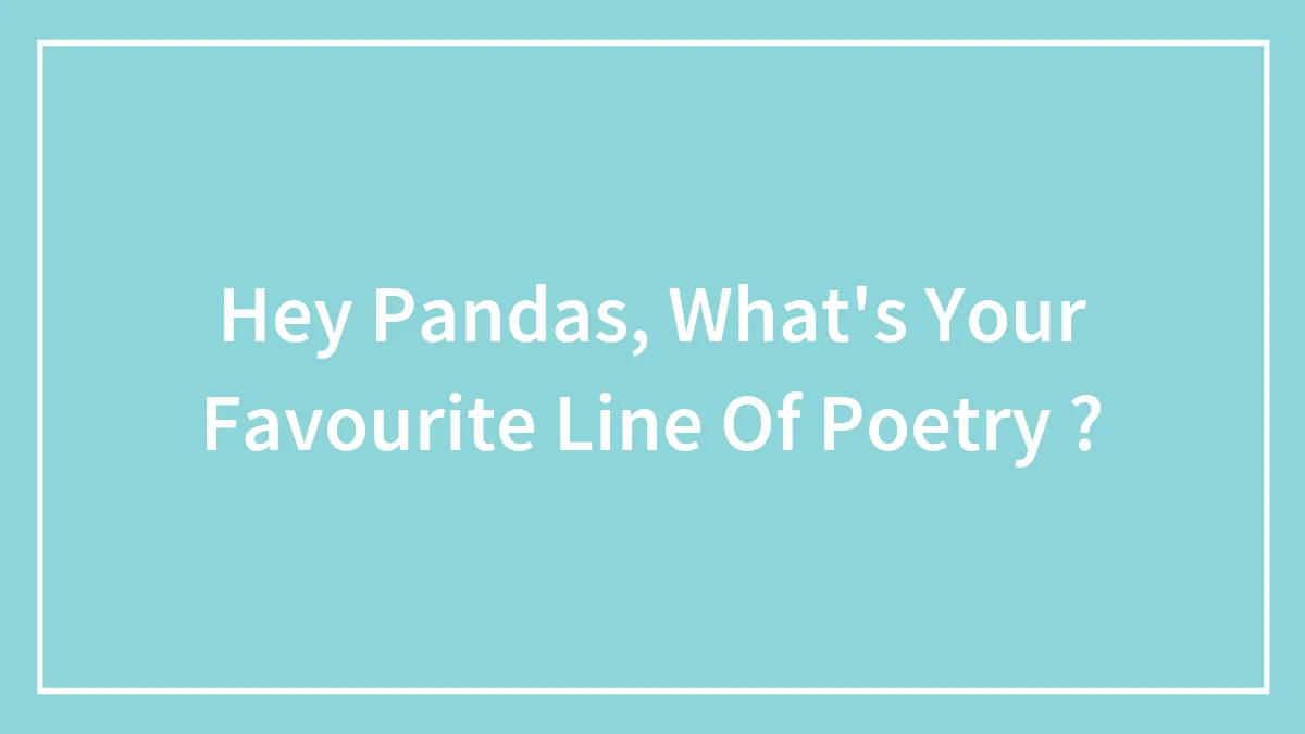 Hey Pandas, What's Your Favourite Line Of Poetry ?