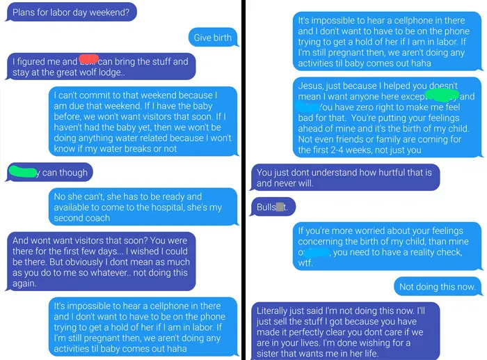 Entitled Sister Wants To Come Visit On My Due Date