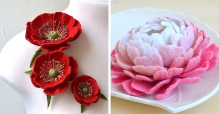 I Create Felted Flower Brooches From Merino Wool (39 Pics)
