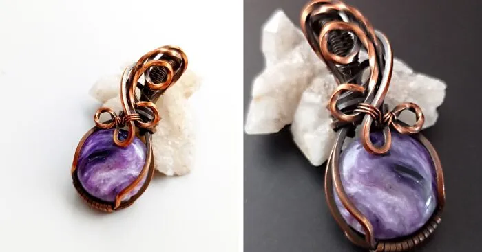 I Made A Round Pendant With Purple Charoite Which Is A Talisman And A Charm Against Negative Energy (4 Pics)
