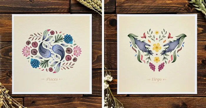 I Used The Symbolism Of Flowers To Represent The Qualities Of Each Star Sign In These 12 Poetic Illustrations
