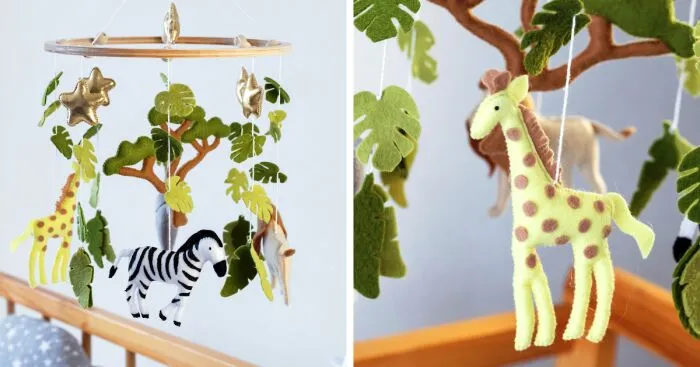 I Made An Adorable Baby Safari Mobile Out Of Felt (10 Pics)