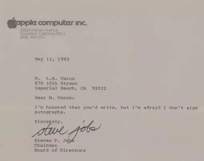 His 1983 Letter Sold For $479,939 At An Auction Last Month