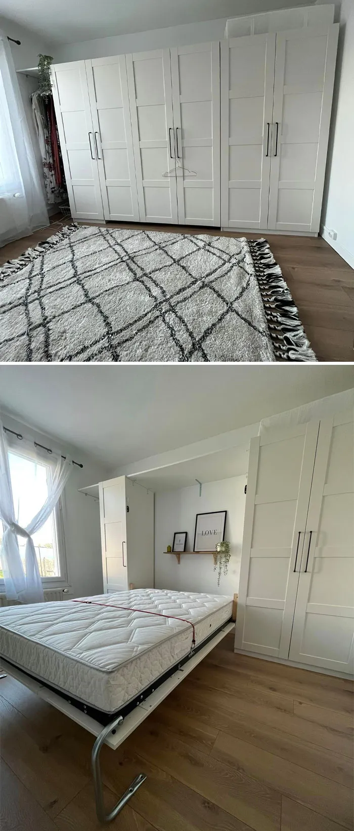 Pull Out Bed Camouflaged Between 2 IKEA Pax Cupboards