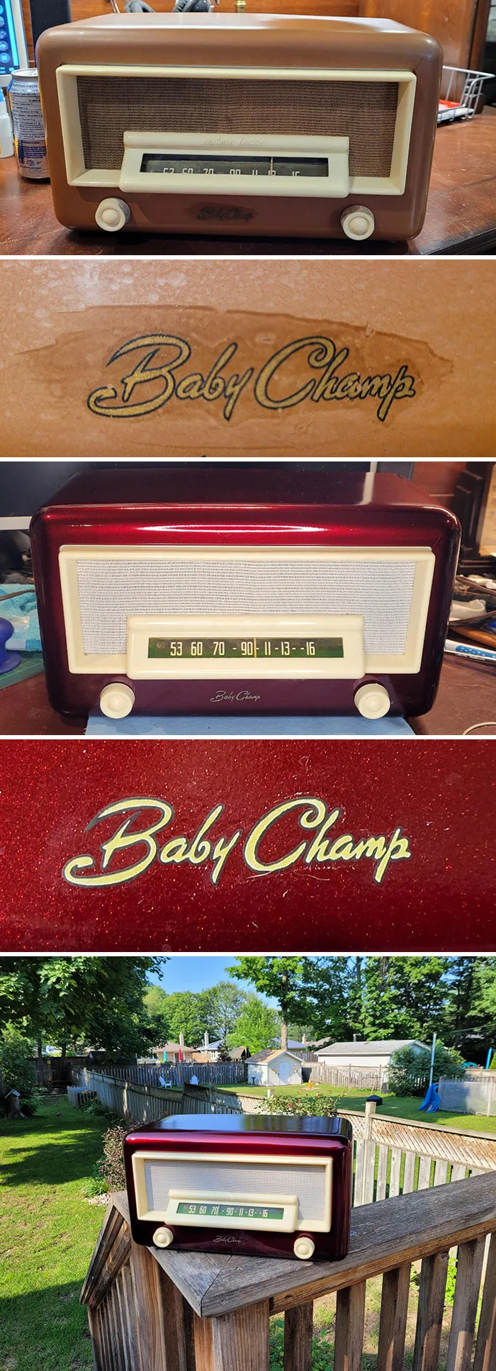 Vintage Radio Restauración. Esta es una radio de tubo canadiense Baby Champ 5400 de Northern Electric que acabo de terminar de restaurar