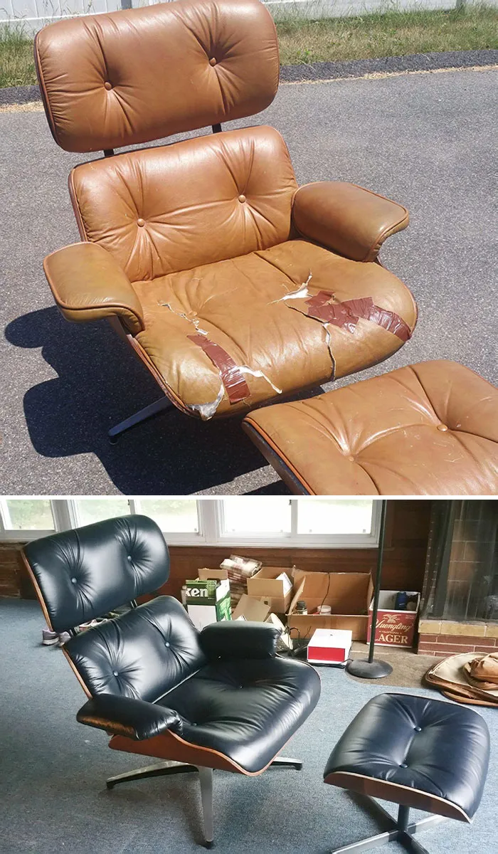 Refinished And Reupholstered Vintage Mid-Century Lounge Chair
