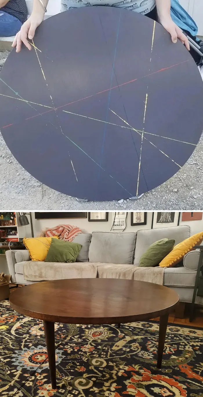 I Bought This Coffee Table In 2018 For $15 At A Flea Market Because It Was Cheap And I Needed Something For My Living Room. Finally Got Around To Stripping It This Weekend