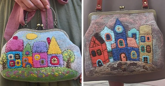 41 Cozy Designs Felted On Handbags By This Artist