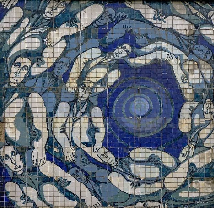 University Of Wroclaw, Building Of The Faculty Of Mathematics And Computer Science - Facade From The Odra River, With A Mosaic By Anna Szpakowska-Kujawska. 1971. Wroclaw, Poland