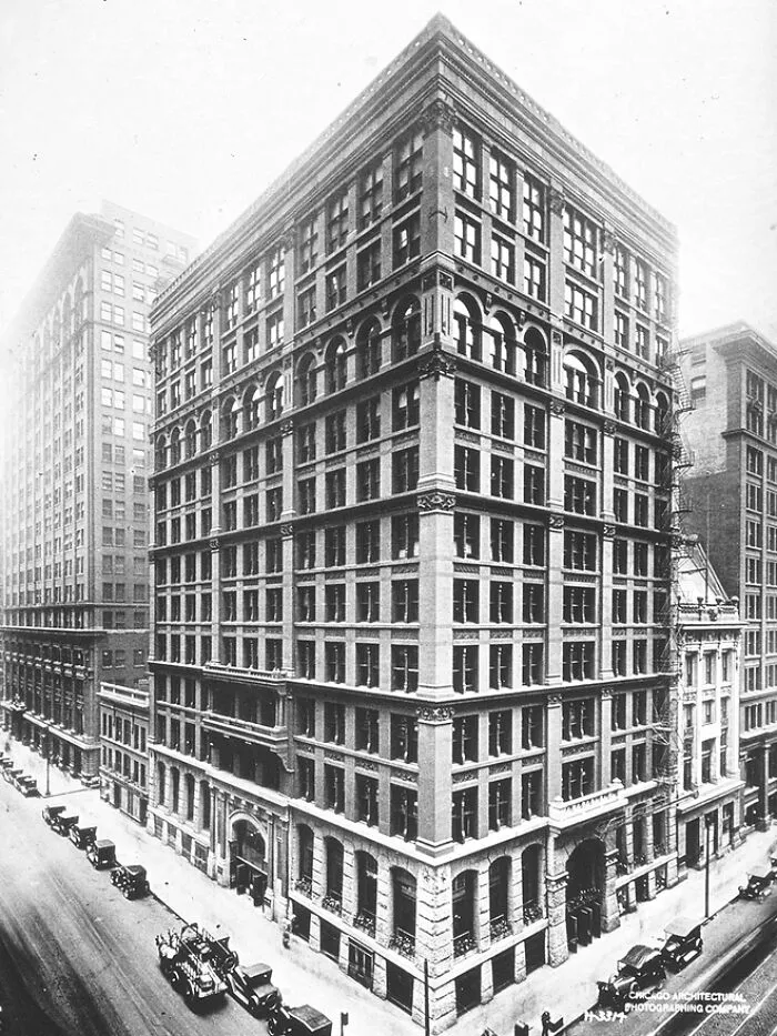 black and white photo of the skyscraper