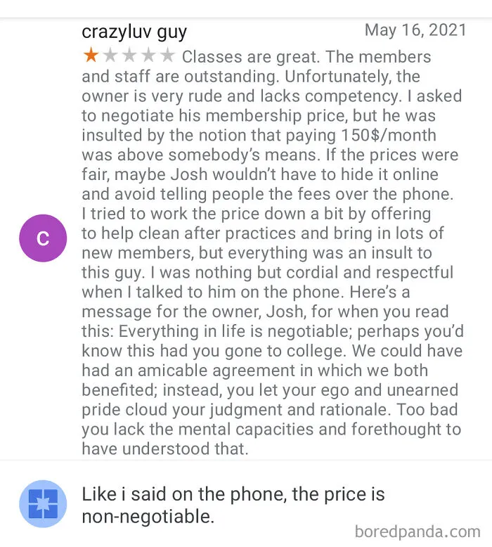 1 Star At My Small Business (Martial Arts)