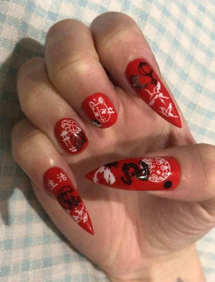 Asian Hand-Painted Nail Art