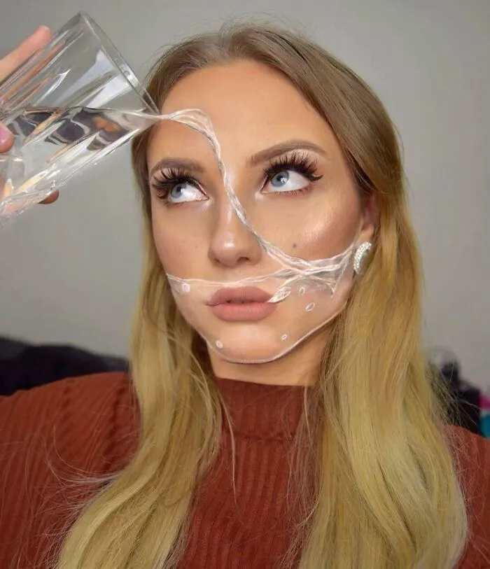 The "Water" Was Painted On My Face Using Only Makeup. This Took Me 4-5 Hours