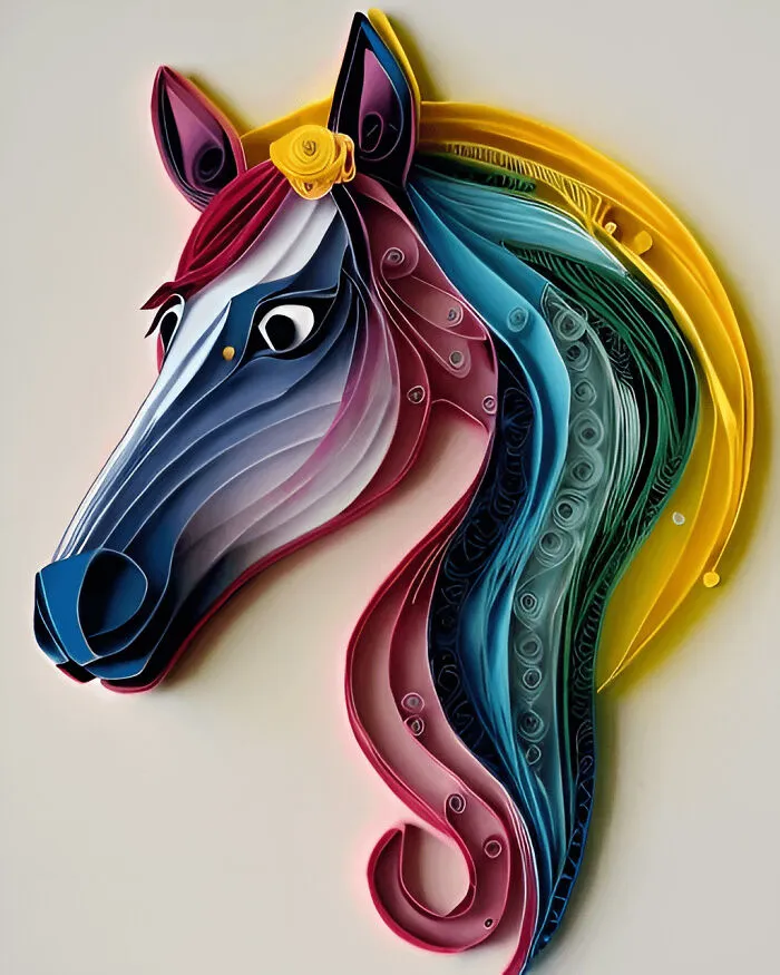 a colorful horse made out of the paper