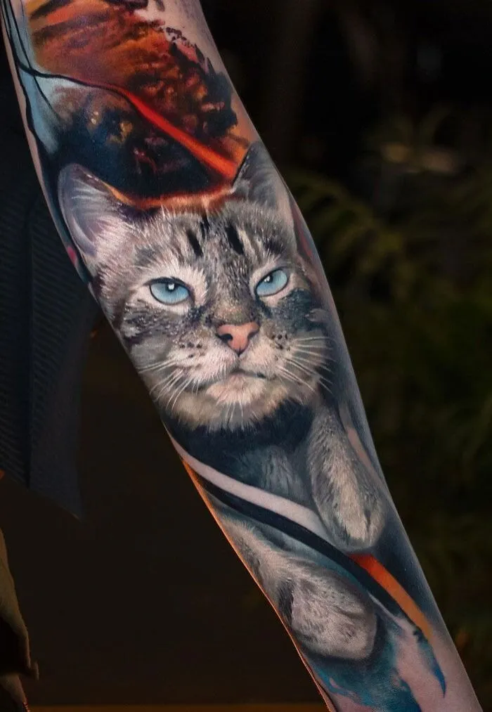Realistic Cat Tattoo