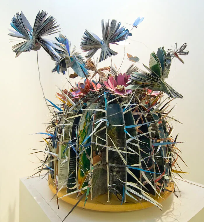 colorful paper cactus with flowers