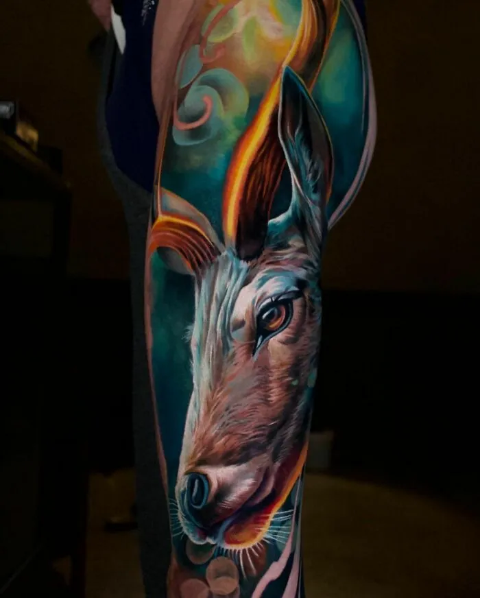 Beautiful Coloured Goat Tattoo