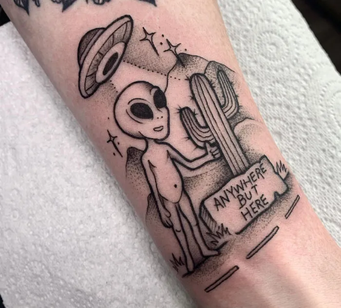 Alien In A Desert Tattoo
