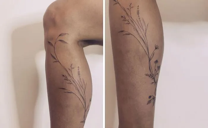 Flower Calf Tattoo