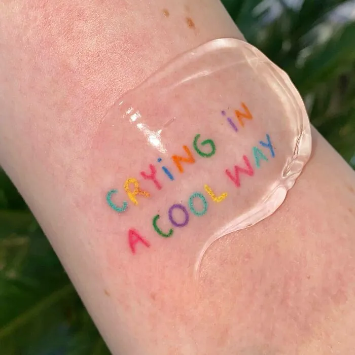 “Crying in a Cool Way” Lettering Tattoo
