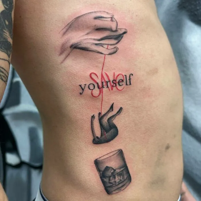 “Save Yourself” Lettering Tattoo with Deep Meaning