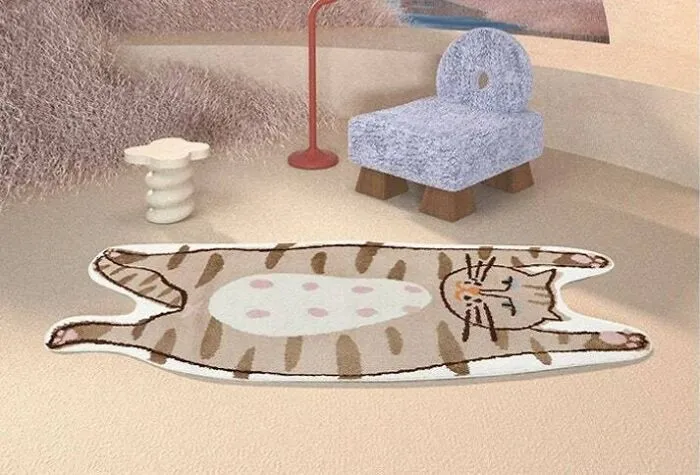 Colorful lazy cat rug