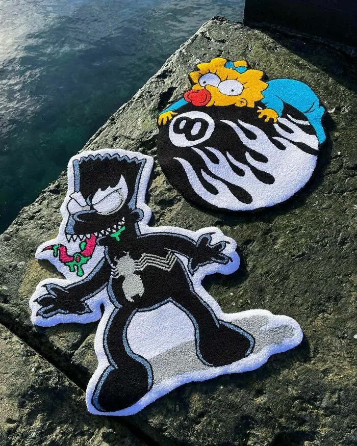 Venom Bart and Maggie on the ball rugs