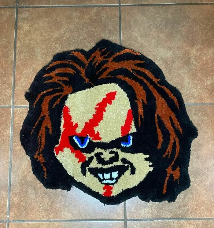 Chucky smiling rug