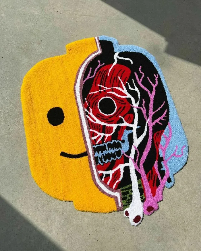 Lego human head rug