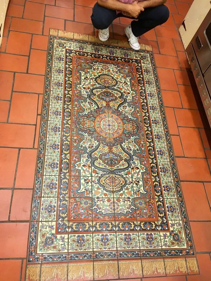My Grandfather Has A Mosaic Tiled Rug In His Kitchen