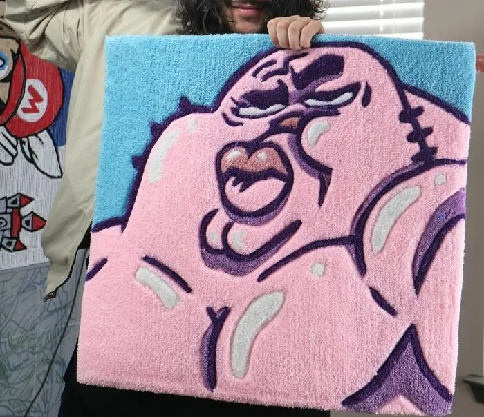 Cartoon pink rabbit rug