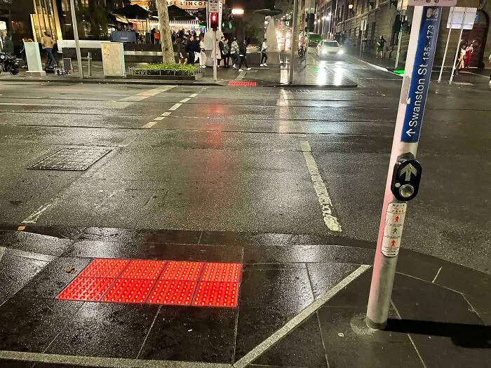 The Tactile Paving Changes Colours Depending On The Traffic Lights