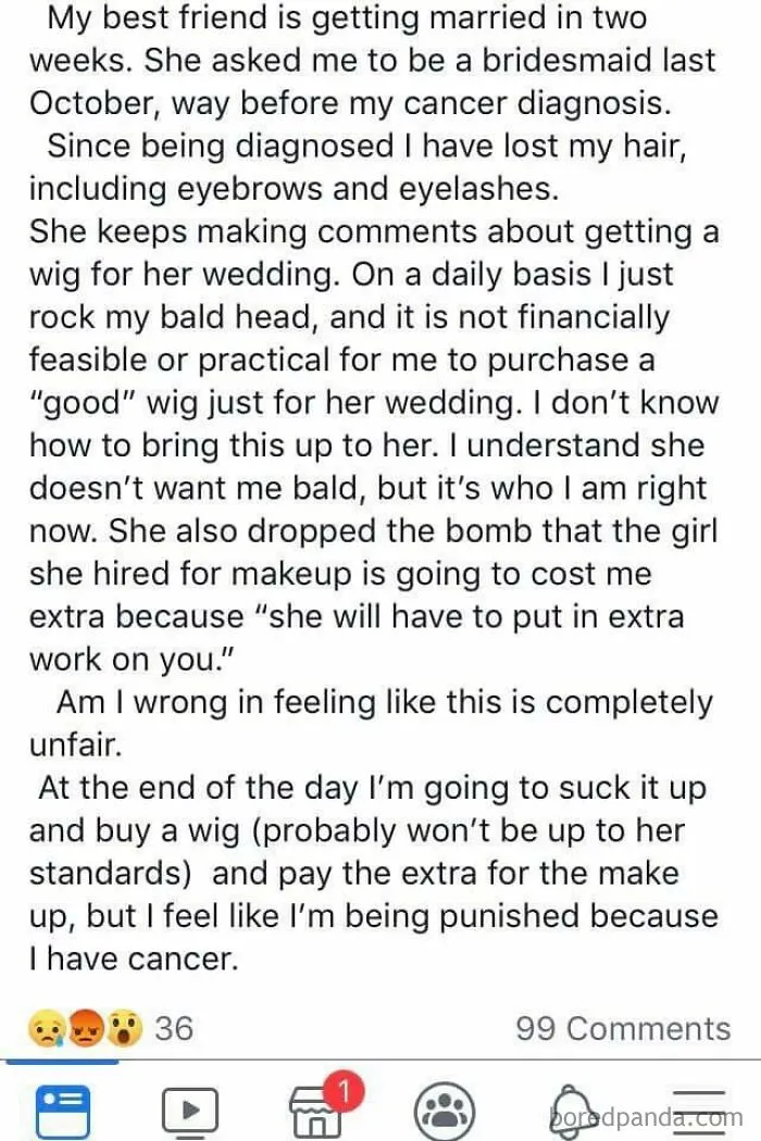 Entitled Bride Wants Bm To Wear Wig To Wedding