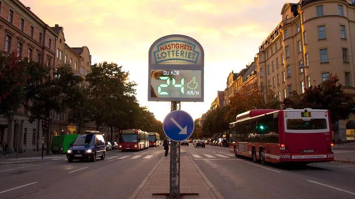 Lotería de cámaras de control de velocidad en Estocolmo, Suecia