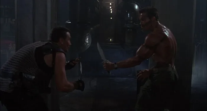 John and Bennett knife fighting 