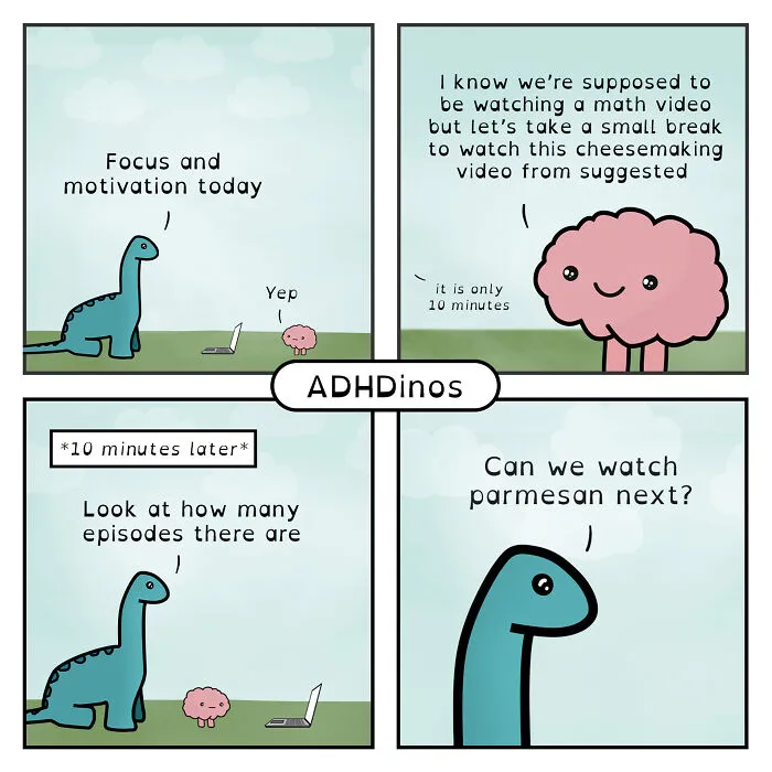 I Create Comics About What It’s Like Living With ADHD In Adulthood Through This Cute Dinosaur Character (30 New Pics)