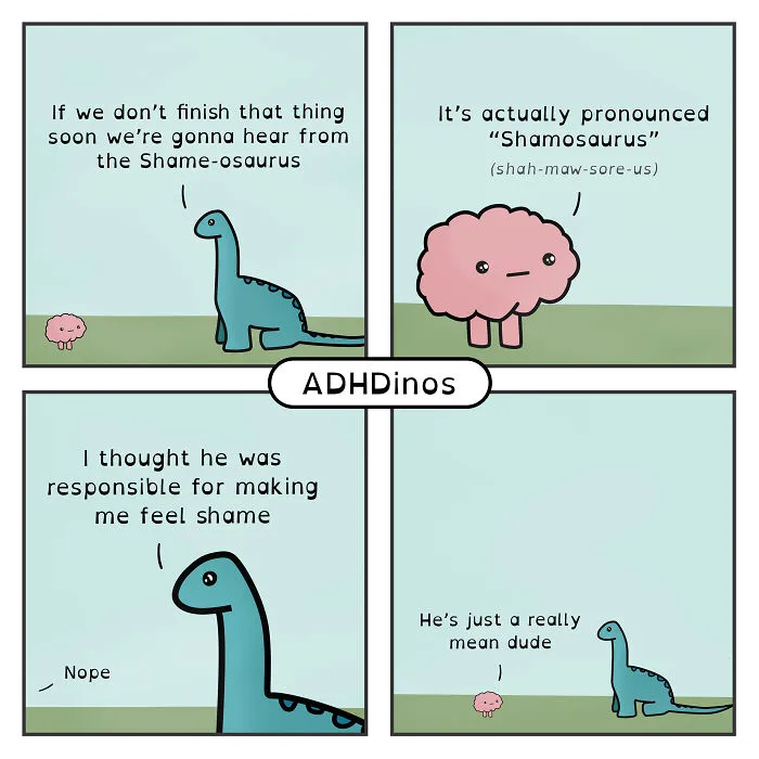 I Create Comics About What It’s Like Living With ADHD In Adulthood Through This Cute Dinosaur Character (30 New Pics)