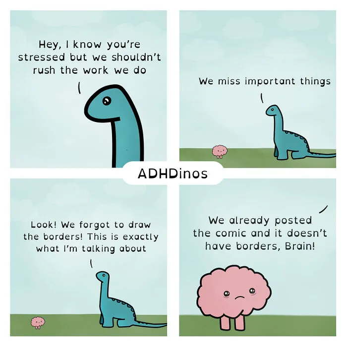 I Create Comics About What It’s Like Living With ADHD In Adulthood Through This Cute Dinosaur Character (30 New Pics)