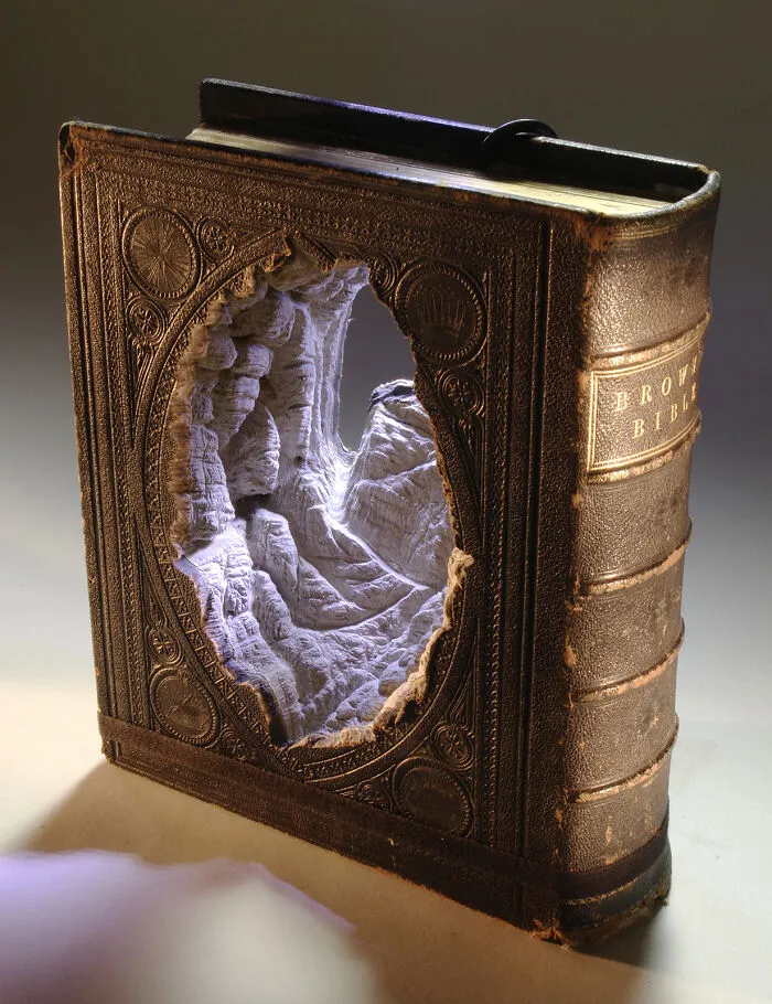 30 Stunning Landscapes That This Artist Created By Carving And Painting Old Books