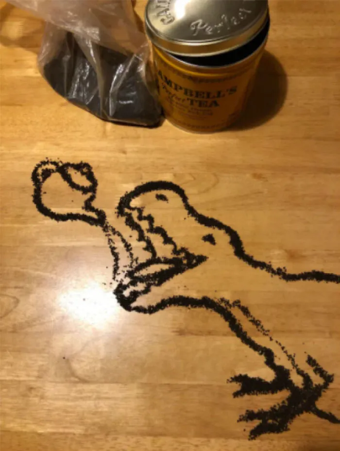 My Tea Fell And It Looks Like A Dinosaur