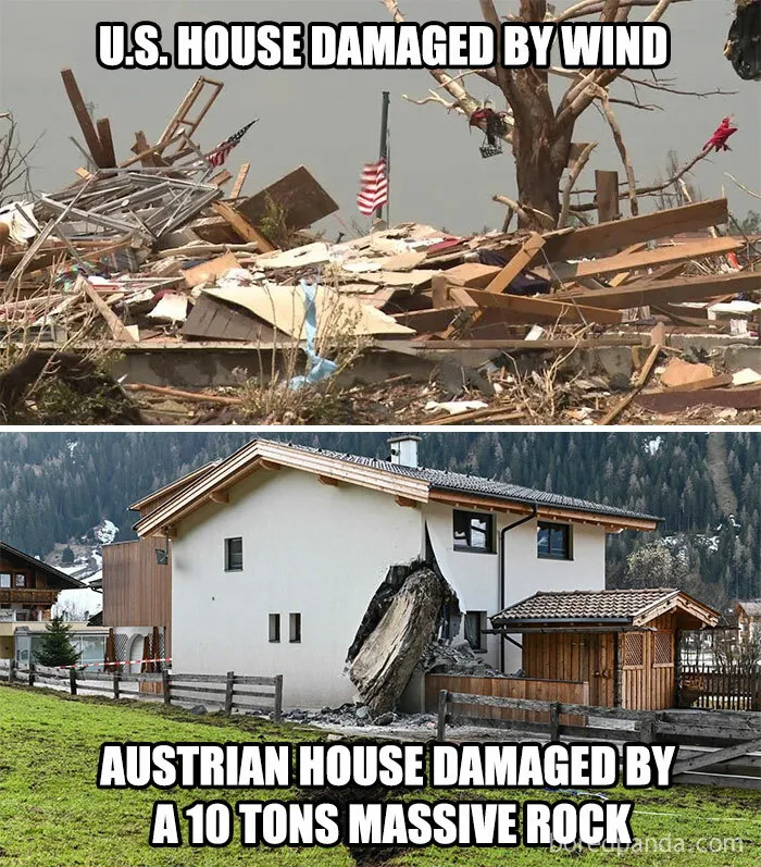 Common European W. Americans Can't Even Fathom A House Not Made Out Of Cheap Glued Sawdust Board And Drywall