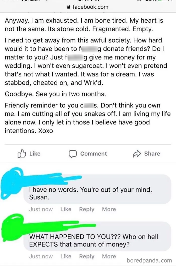 Bride Cancels Her Wedding Because Her Guests Didn't "Donate" A $1,500 Each To Fund The Event