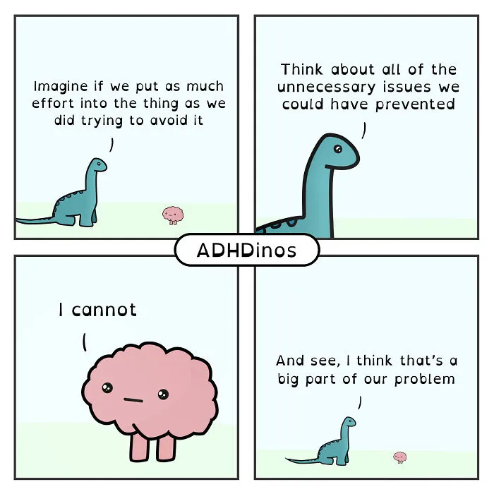 I Create Comics About What It’s Like Living With ADHD In Adulthood Through This Cute Dinosaur Character (30 New Pics)
