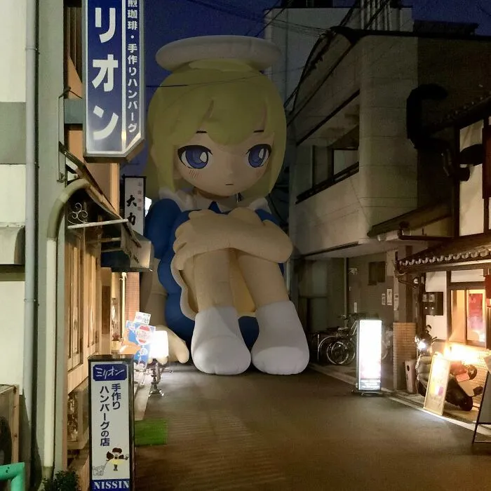 21 Giant Inflatable Female Anime Characters Digitally Placed In The City By This Japanese Artist Look Incredibly Realistic