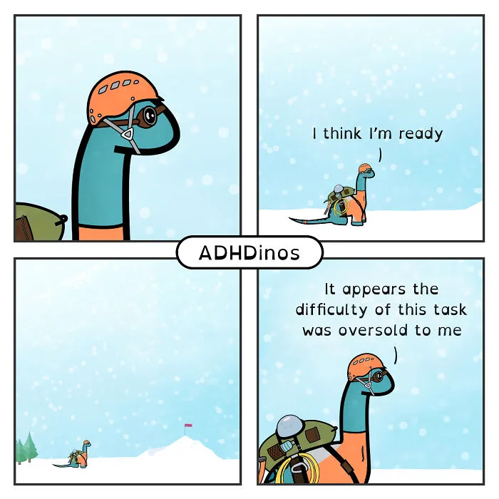 I Create Comics About What It’s Like Living With ADHD In Adulthood Through This Cute Dinosaur Character (30 New Pics)