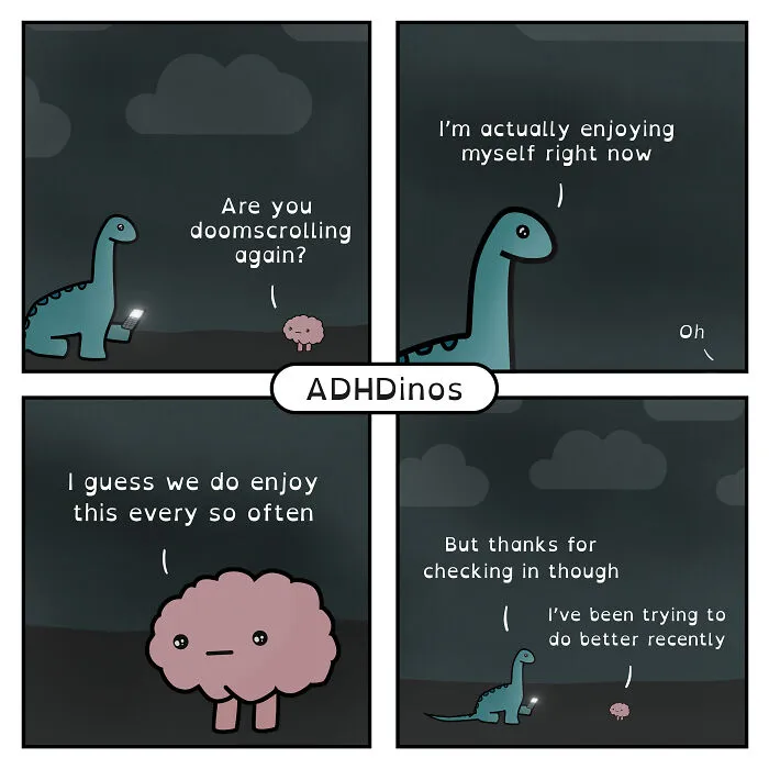 I Create Comics About What It’s Like Living With ADHD In Adulthood Through This Cute Dinosaur Character (30 New Pics)