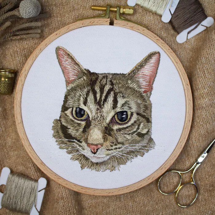 62 Lifelike Pet Portraits That I Create With The Help Of Embroidery