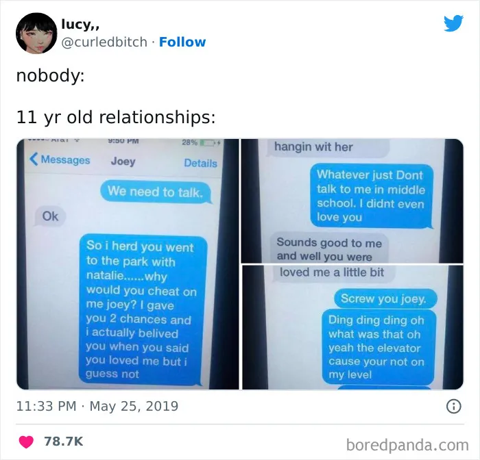 Nobody:   11 Yr Old Relationships: