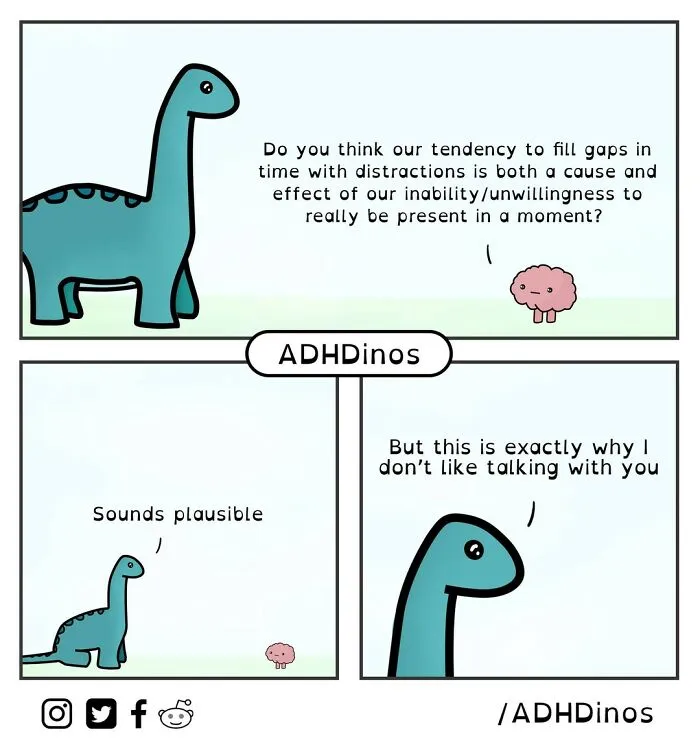 I Create Comics About What It’s Like Living With ADHD In Adulthood Through This Cute Dinosaur Character (30 New Pics)