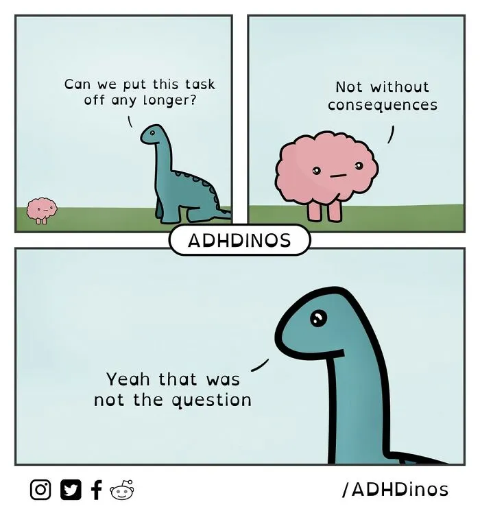 I Create Comics About What It’s Like Living With ADHD In Adulthood Through This Cute Dinosaur Character (30 New Pics)